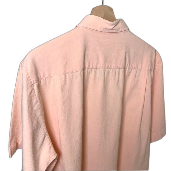 Vintage HORACIO Peach Button Up Short Sleeve Lightweight hirt Size Large - Picture 5 of 10